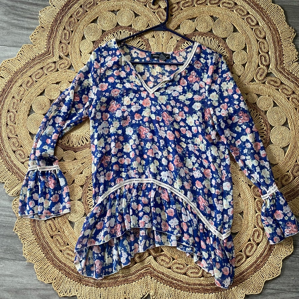 Living Doll floral flowy boho top